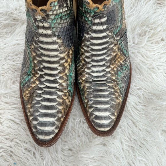 Allens Brand - Dixie Python - Almond Toe - Natural & Turquoise Women’s Size 8 - Picture 5 of 12